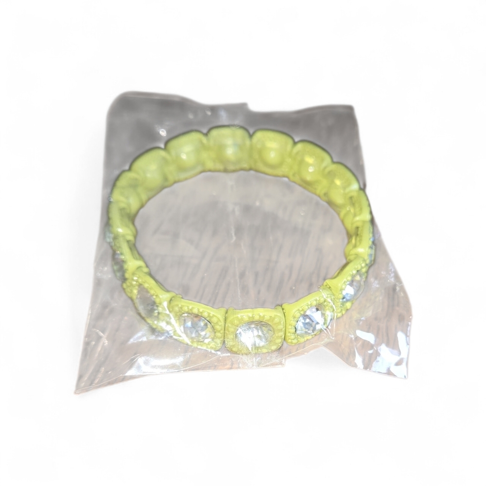 Yellow Beaded Rhinestone Stretch Bracelet - Picture 2 of 2